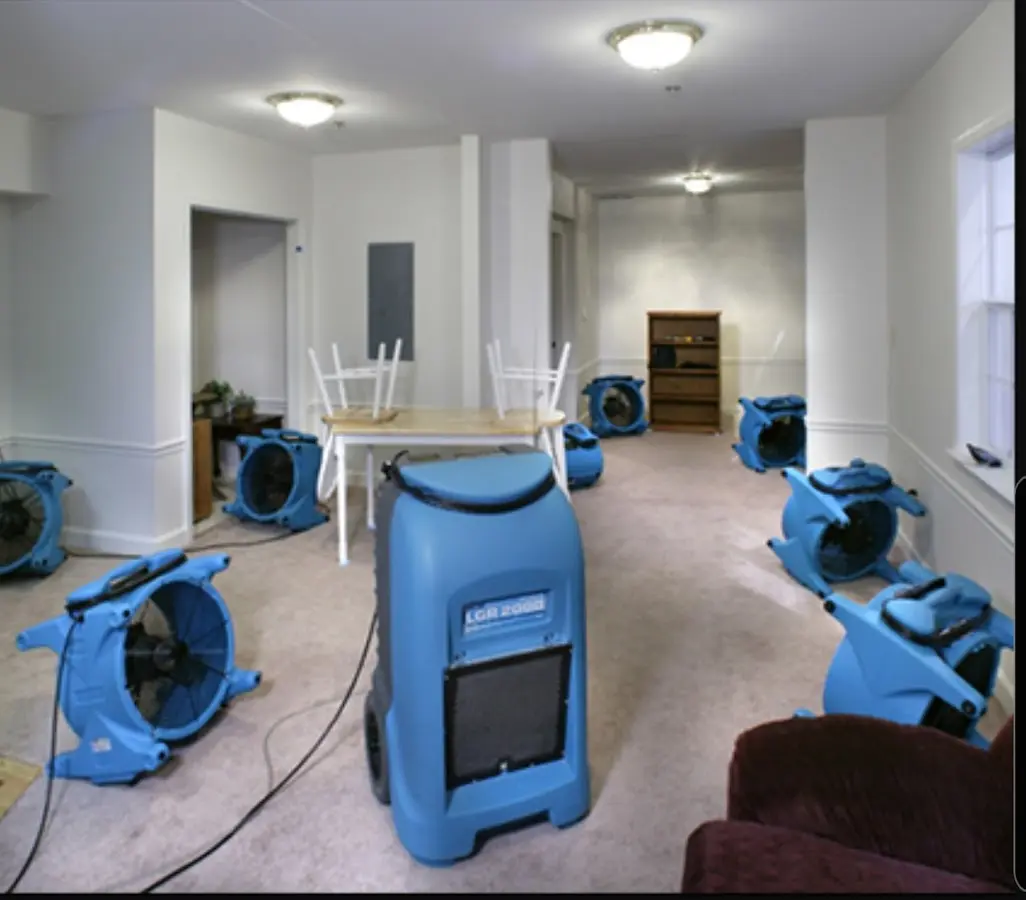 Air movers and dehumidifier setup for Water Extraction & Removal in Pompano Beach