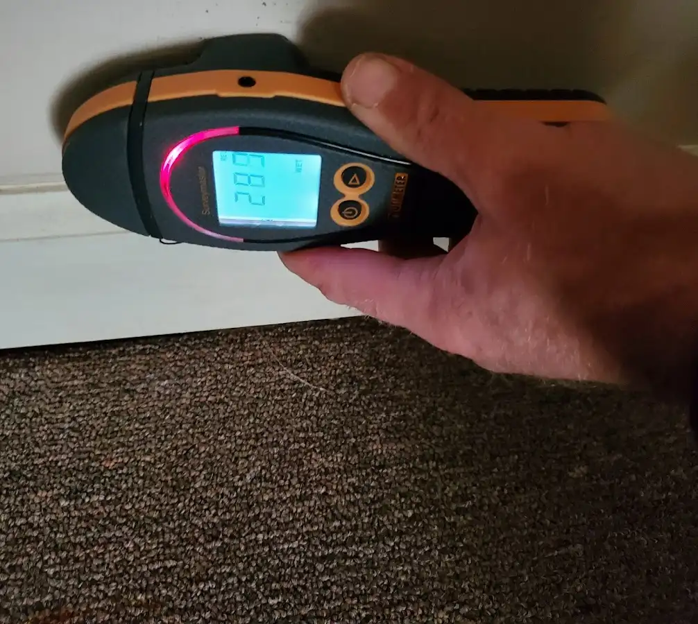 Moisture detection at baseboard during Mold Inspection & Testing in Pompano Beach